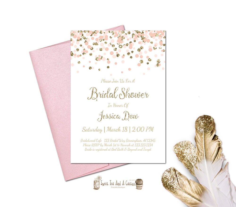 Blush Pink Bridal Shower Invitations 2