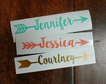 FREE SHIPPING - Name in Arrow Vinyl Decal