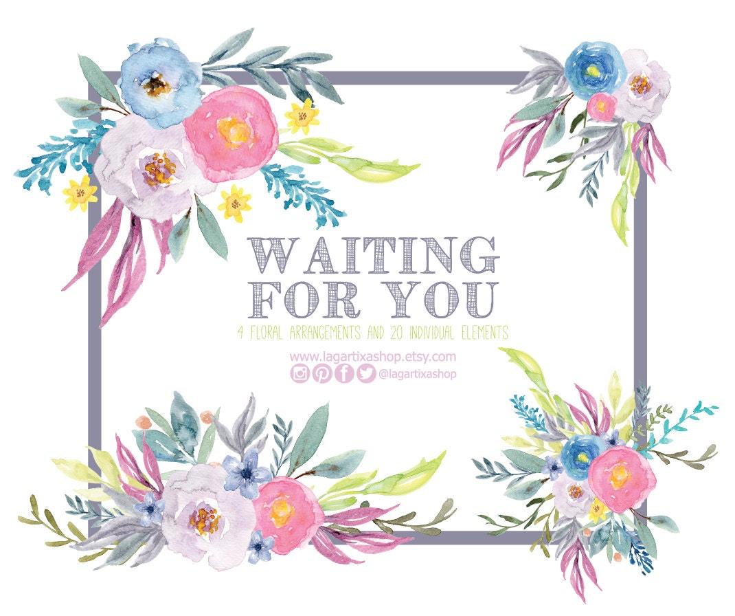 Watercolor clipart Floral PNG wedding bouquet arrangement