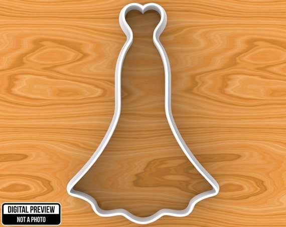  Wedding Dress Cookie Cutter  Selectable sizes 