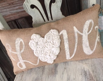 Love 18' x 9' Burlap Pillow