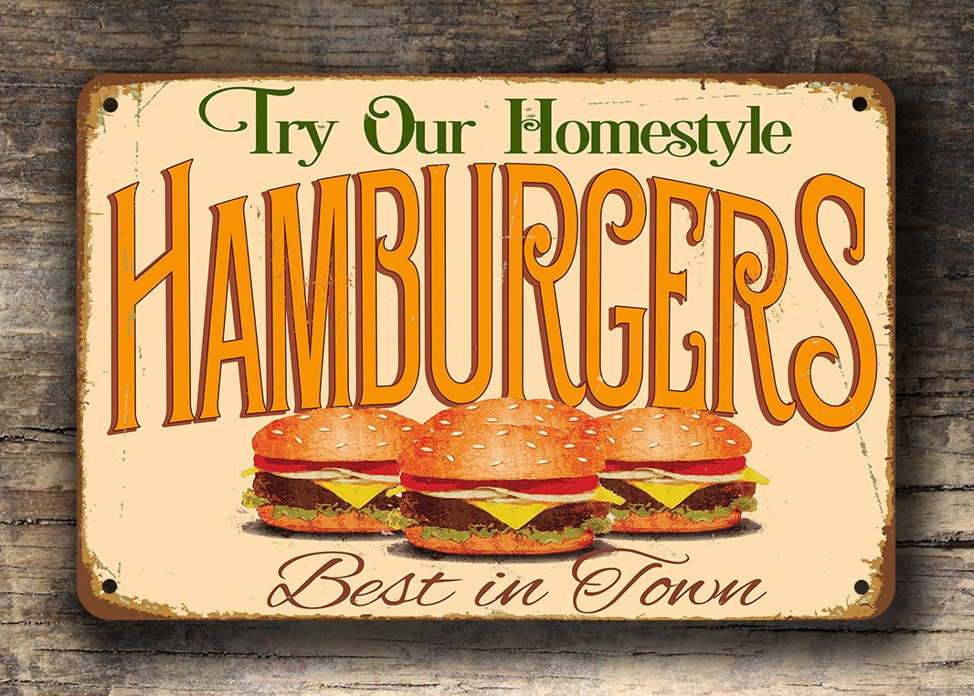 HAMBURGERS RESTAURANT SIGN Hamburgers Signs Vintage style