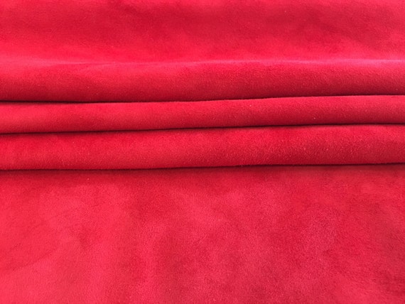 Ferrari red natural suede fabric genuine sheep suede red