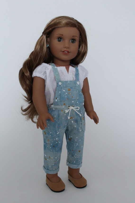 18 inch doll clothes Paint splatter overalls and peasant
