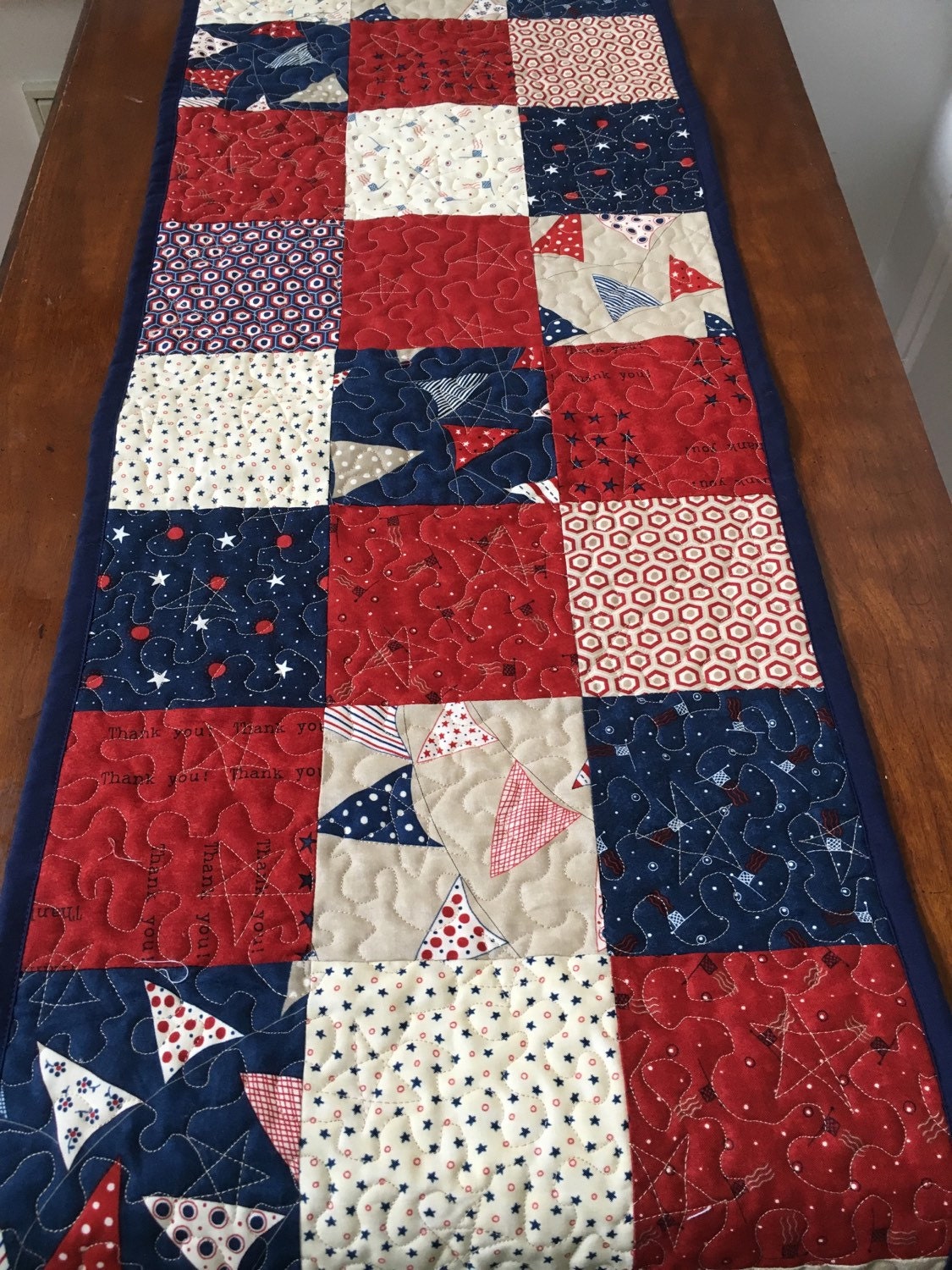 Patriotic table runner Fourth of July table runner quilted