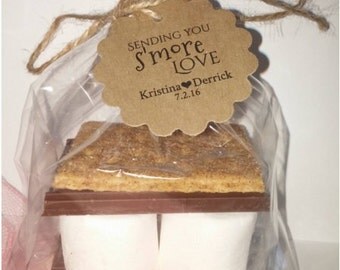 DIY Wedding Favor S'mores Kits for Weddings Parties Thank You Favors Tags Scalloped or Round Personalized