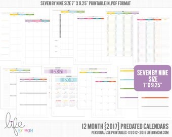 JUST REDUCED 40% 2017 Planner Calendars 7 x 9.25 Happy Planner Size, Erin Condern Size, Arc Notebooks, Discbound Inserts
