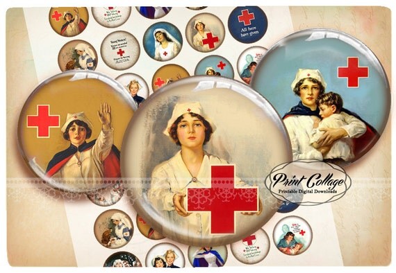 Vintage Nurse images Digital Printable Images for Button