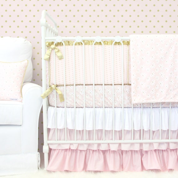Blair's Blush & Gold Crib Bedding Pink by CadenLaneBabyBedding