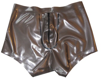 Items similar to Mens Latex Boxer Shorts with patterned latex trims ...
