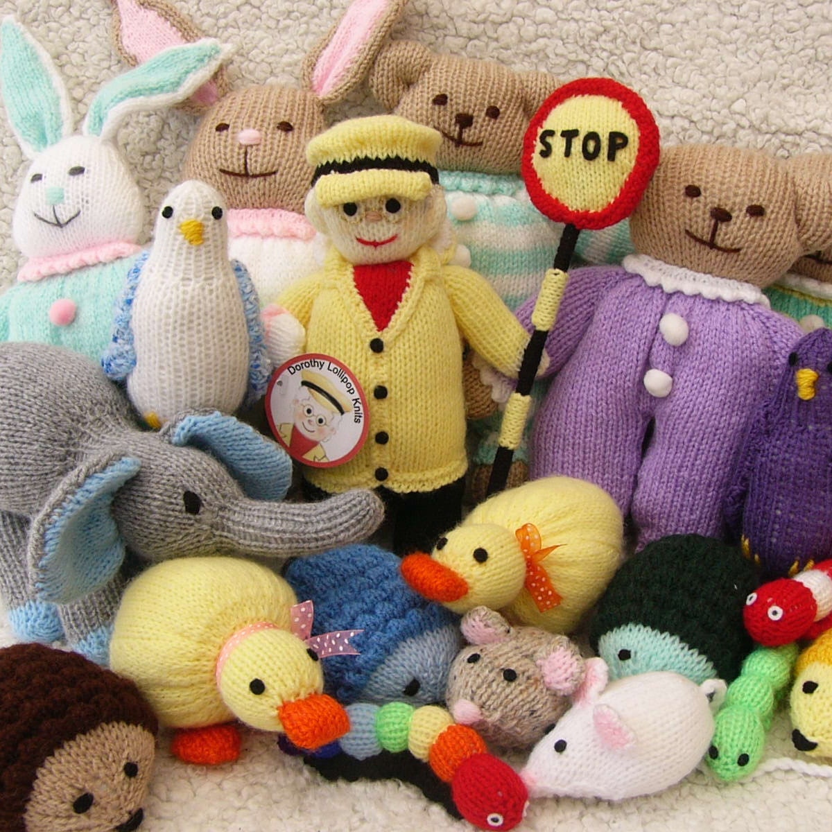 hand knitted soft toys