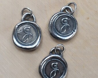 J Wax Seal Necklace / Monogram Necklace / Sterling Silver Necklace / Wax Stamp Necklace / OOAK Necklace / "J" Necklace