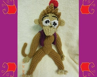 Crochet Plush Monkey Stuffed Animal Inspired By Abu From Disney Aladdin