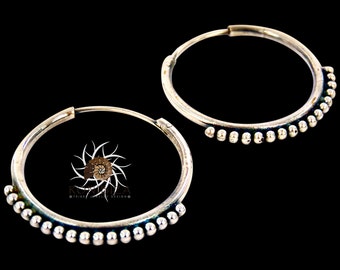 Silver Earrings - Silver Hoops - Gypsy Earrings - Tribal Earrings - Ethnic Earrings - Indian Earrings - Ttibal Hoops - Indian Hoops (ES75)