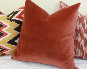 Rust velvet throw pillow cover 18x18 20x20 22x22 24x24 26x26 16x26 16x24 14x26 14x24 Euro sham velvet Lumbar pillow Burgundy velvet pilow