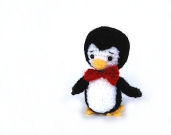 Penguin Amigurumi toy, animal art, creepy cute collectible doll, crochet decoration, handmade gift for teenagers, soft penguin fiber art