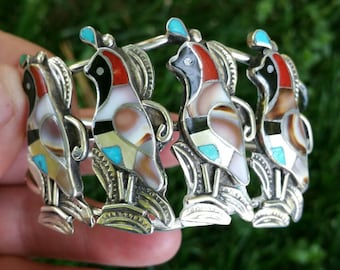 Sterling silver Native American quail cuff bracelet