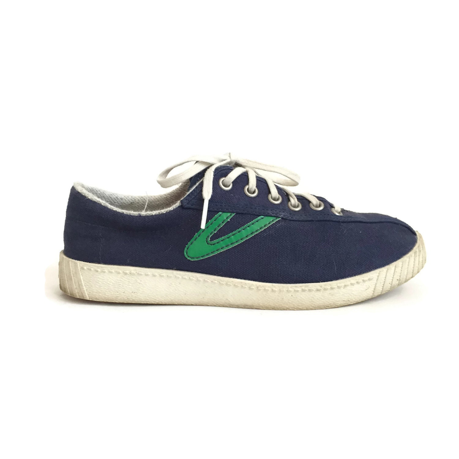 Vintage Tretorn Nylite Navy Blue and Green Sneakers size 8