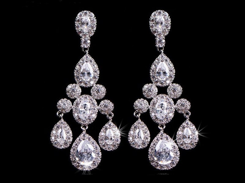 Bridal chandelier earrings Swarovski statement earrings