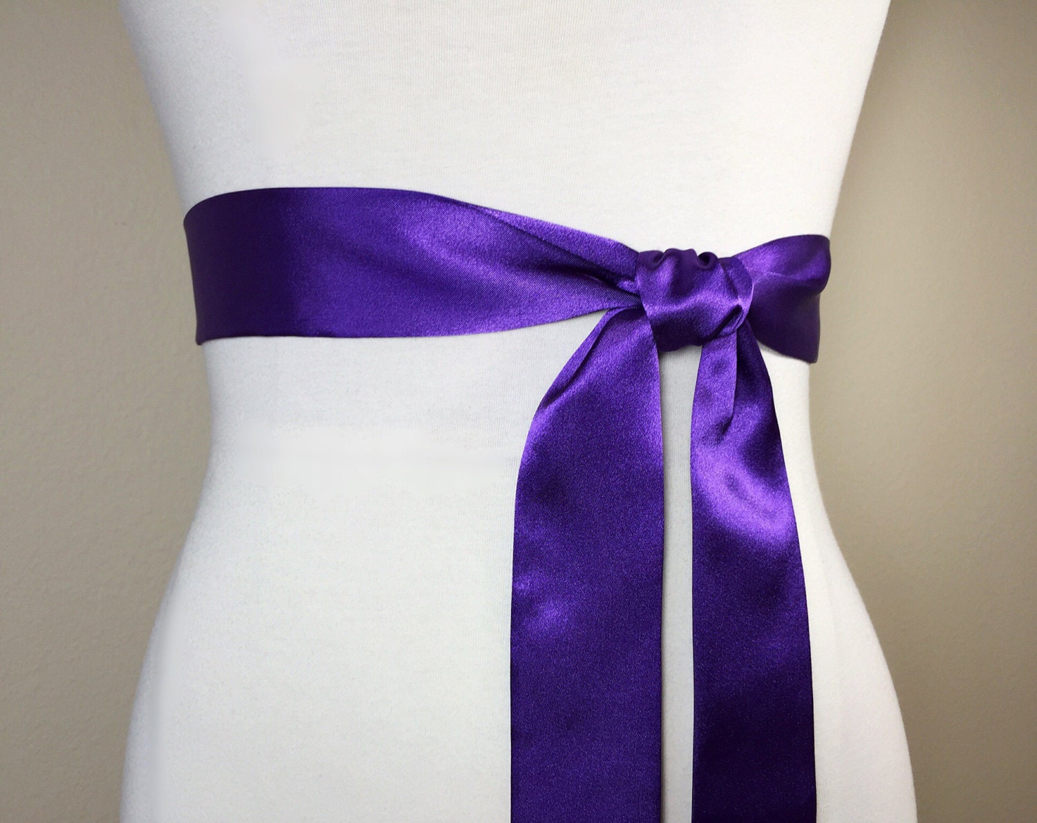 Narrow Purple Sash, Purple Satin Sash, Royal Purple Sash Belt, Purple