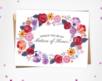 Would you be my Matron of Honor? - Matron of Honor Proposal - Bridesmaid Card - Instant Download