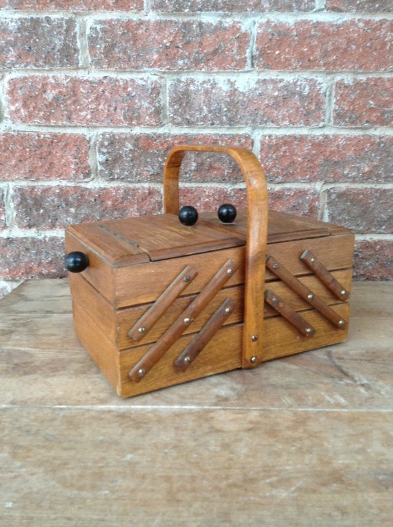 Wooden Sewing Box Expandable Box Sewing Organizer Accordion
