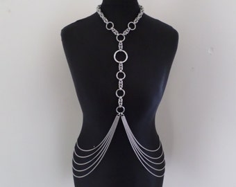 Stainless Steel Chainmail O Ring Body Harness - High Quality Locking bdsm Chainmaille Body Chain