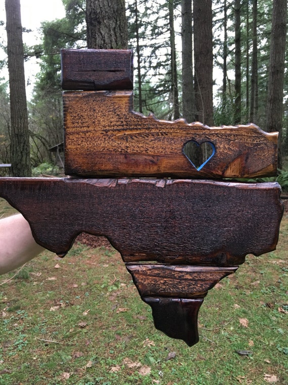 Rustic custom made Dallas Texas state wood working stained