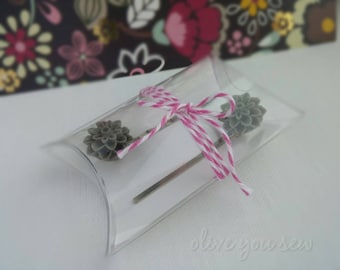 Resin Flower Bobby Pins, flower hair pins - GREY, various styles