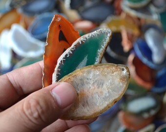 Wholesale!!! Natural Agate Slice Top Dirlled / Undrilled Agate Geode Slab Charms Beads Bulk Lot Of 5,10 High Quality