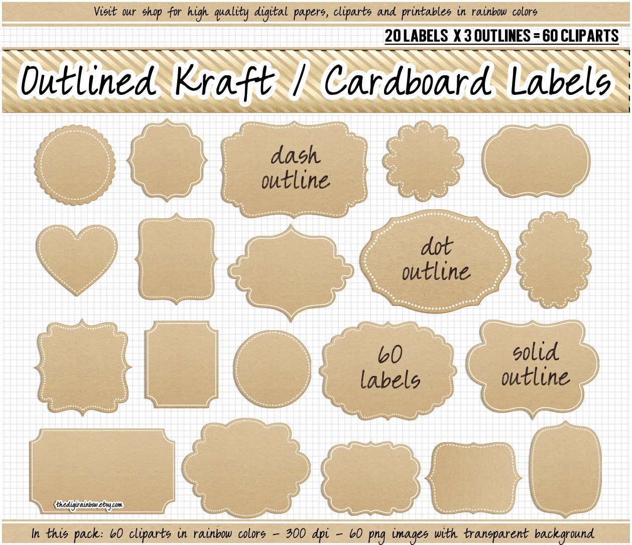 SALE Kraft paper label clipart digital Cardboard labels Kraft
