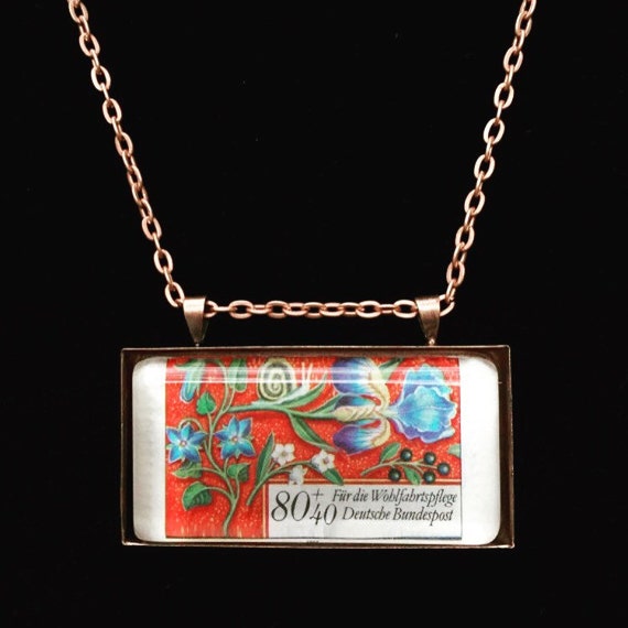 German Postage Stamp Necklace