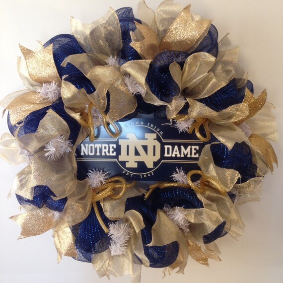 Notre Dame Deco Mesh Wreath Graduation Gift by BayWreathDesigns