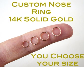 Nose Ring - SOLID 14 Karat Gold - 14k Continuous / Seamless Ring - Gauges Available: 24 , 22 , 20 , 18