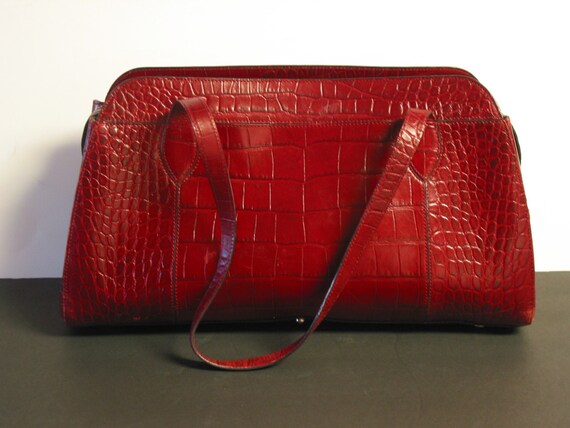 monsac red leather purse