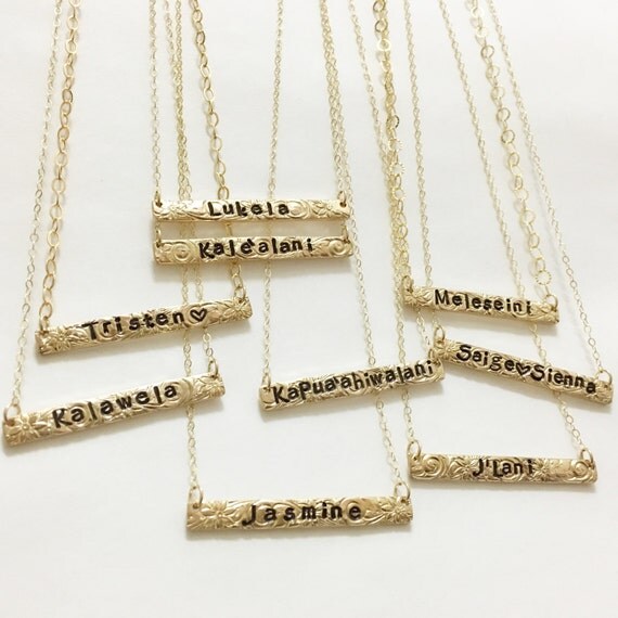Items similar to 14k gold filled Hawaiian heirloom bar necklace on Etsy