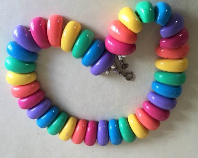 Vintage Rainbow Beaded Necklace