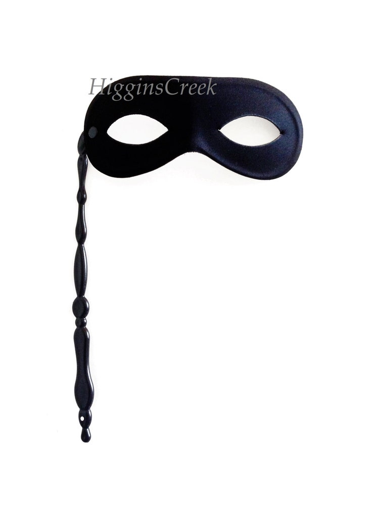 Masquerade Mask with Stick Simple Ladies Black by HigginsCreek