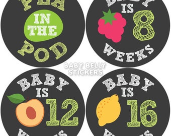 Pregnancy Stickers, Maternity Stickers, Belly Stickers, Belly Bump Sticker, Weekly Pregnancy Stickers, Pregnancy Milestone