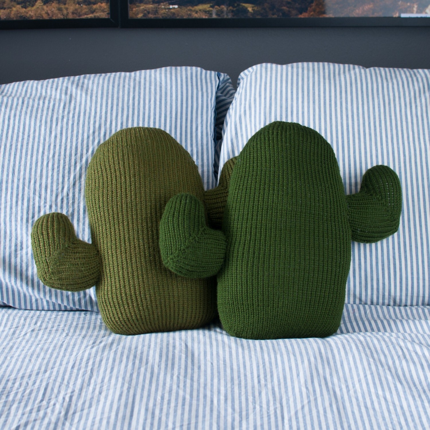 Knitted Cactus Pillow by ThornAndNeedle on Etsy