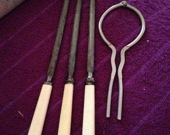 3 vintage knife sharpner/steel with faux bone handle