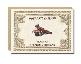 Harry Potter Birthday Card, Geek Birthday Cards, Hogwarts Express, Geeky Wishes A6 size, 300 gsm