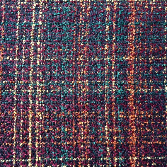 Multi-Color Plaid Boucle Suiting Fabric-By-The-Yard