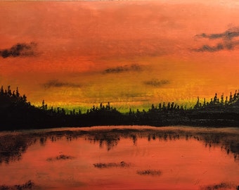 Colorful Original 9" X 12" Acrylic Painting on a canvas panel, ready for framing.