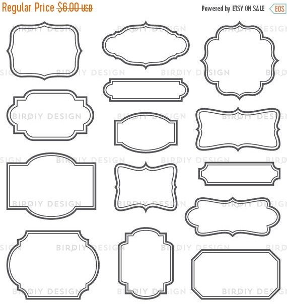 Vintage Frames Clip Art Set Frames with Solid by birDIYdesign