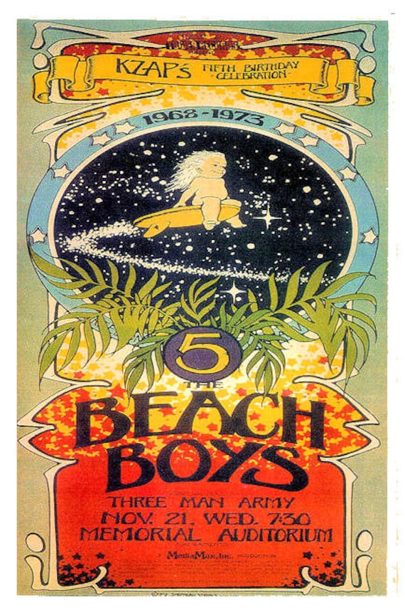 The Beach Boys 1971 Concert Poster Ships FREE by Sportsworld