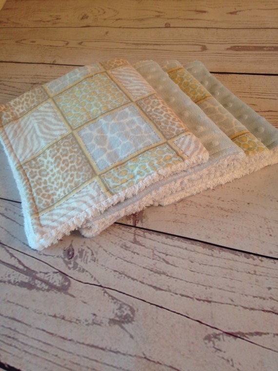 Baby Burp ClothsBlue Leopard ClothsBlue by DarlenesNeedlesnPins