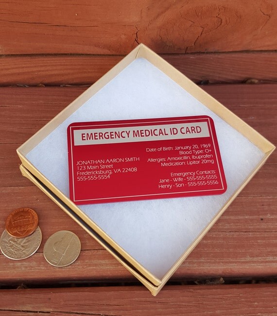 Personalized Metal Alert Emergency Medical ID Card Wallet