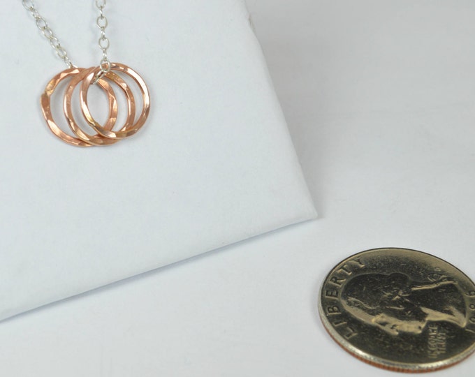 Dainty Hammered Circle Necklace, Rose Gold Circle Necklace, Ring Necklace, Gold Ring Necklace, Dainty Necklace, Best Friends Necklace, mom's