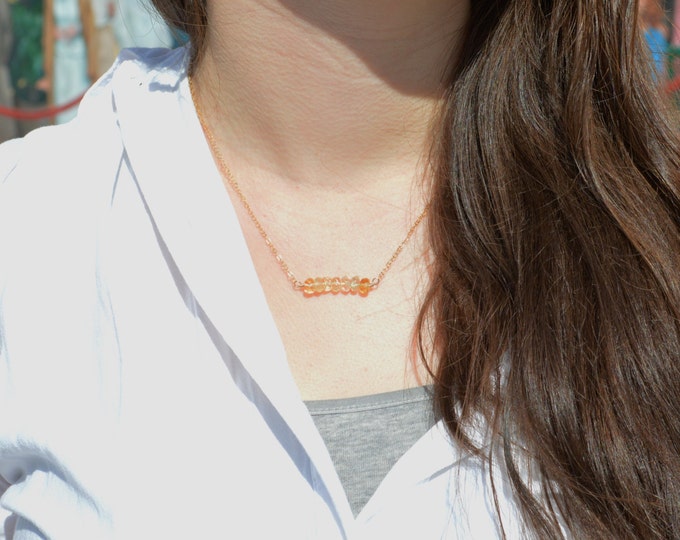 Citrine Necklace, Gem Bar, Dainty 14k Gold Fill, Sterling Silver, Rose Gold, Yellow Necklace, Faceted Yellow Citrine, Bar Necklace, Gold